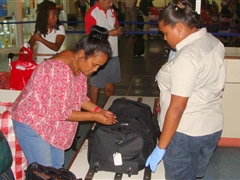Inspecting passenger baggage for biosecurity risk material